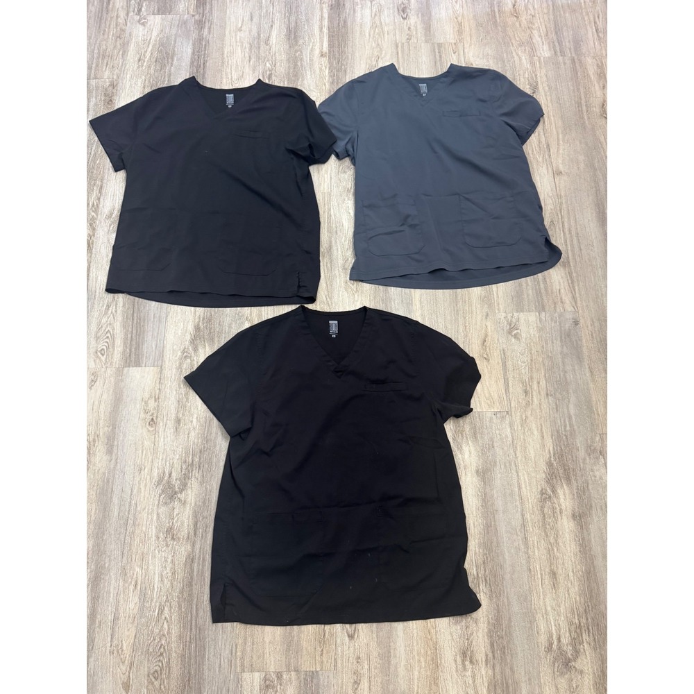 Roth‎ Wear Mens Scrub Sets 3 Pack Black Charcoal Grey Jogger Size Medium Large